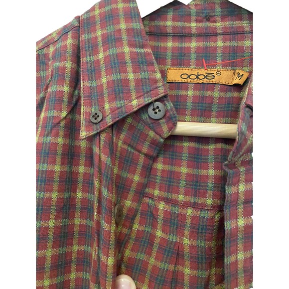 New OOBE Vintage Men’s Red Plaid LS Button Down Shirt 90’s Sz MED casual Hiking‎ - Picture 4 of 5
